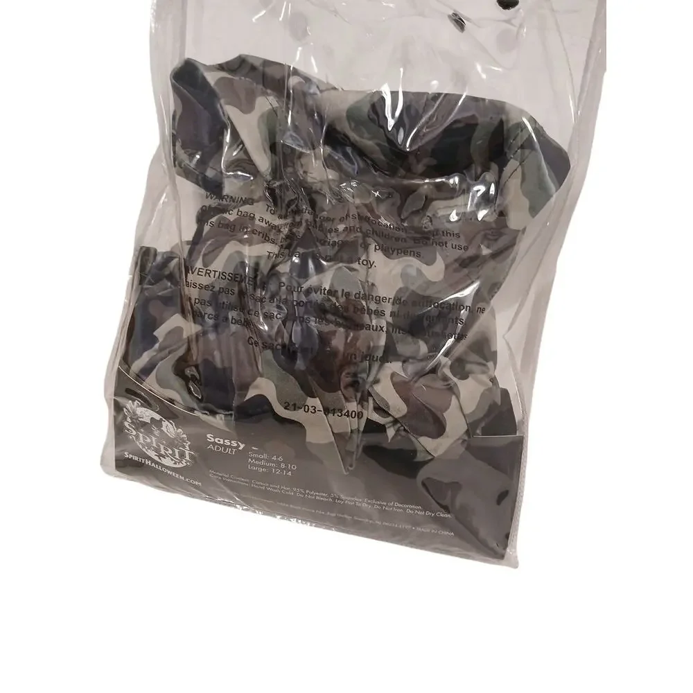 Army Costume Women`s‎ Sz L Military Soldier Camouflage Bodysuit & Hat Halloween - Picture 14 of 16